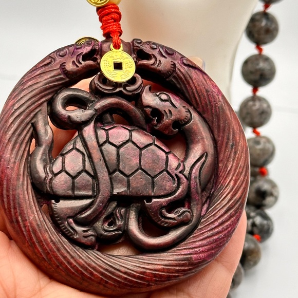 ANTIQUE JADE XUANWU + YOOPERLITE NATURAL STONE NECKLACE one size - Picture 7 of 12